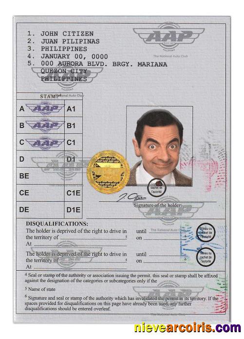 Philippines International driving permit(Vienna Convention format)